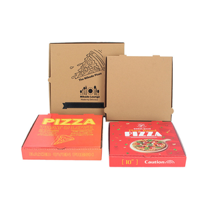 定制压纹披萨盒 12" X 12" X 2" 14" 16" 50 件装 白底棕色瓦楞纸一次性寿司和披萨盒 - Product Image 5