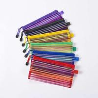 Stockage de papeterie scolaire sac à fermeture éclair en maille colorée étui à crayons transparent sac de rangement sac à documents étui à crayons étudiant