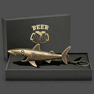 Handmade Brass Shark <b>Bottle</b> Opener Keychain Nautical <b>Ocean</b> Fish Beer <b>Bottle</b> Opener Gift Brass Handicraft Brass Bar tools opener - Product Image 1