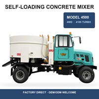 Camion malaxeur à béton diesel 4,2 mètres cubes, système entièrement hydraulique, boîte de vitesses, malaxage forcé, utilisation par un seul homme