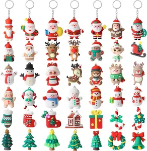 Promotional Custom 3D Christmas Tree Pendant with Soft Rubber Keychain for Christmas Tree Car Keychain PVC Bag Decoration Gift C