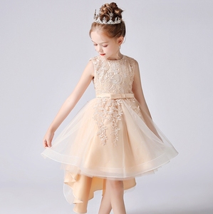 Nuovo Stile Della Principessa <span class=keywords><strong>Abiti</strong></span> da Sera di Colore Solido Della Rappezzatura Del Merletto Delle Ragazze Vestiti da Partito Abito da Sposa Ragazza di Fiore - Product Image 2