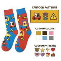 Chaussettes fantaisie personnalisées en gros, chaussettes en coton colorées asymétriques AB assorties pour filles, motif chiot mignon