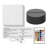 Lampe de nuit en ABS en gros, base en bois tactile, télécommande, base de lampe LED 3D en acrylique avec câble USB
