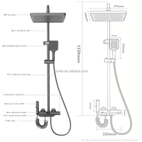 Nouvelle conception, système de douche à 4 fonctions, pluie, cascade, aluminium, salle de bain, douche chaude et froide, ensemble de mitigeur de douche, salle de bain