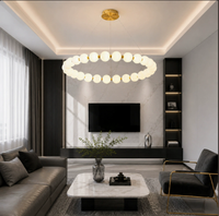 Lustre moderne en forme d'anneau, structure métallique, abat-jour en acrylique givré, luminaire suspendu circulaire pour salon, décoration intérieure