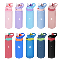 Bouteille d'eau isotherme en acier inoxydable pour enfants avec logo personnalisé, écologique, 500 ml, avec couvercle à vis, paille et poignée, double paroi sous vide