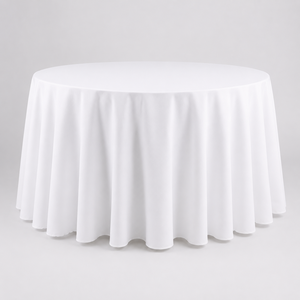 Wholesale 100% Polyester White <b>Round</b> <b>Tablecloth</b> Plain Fabric Outdoor Banquet Event Rental Linen - Product Image 1