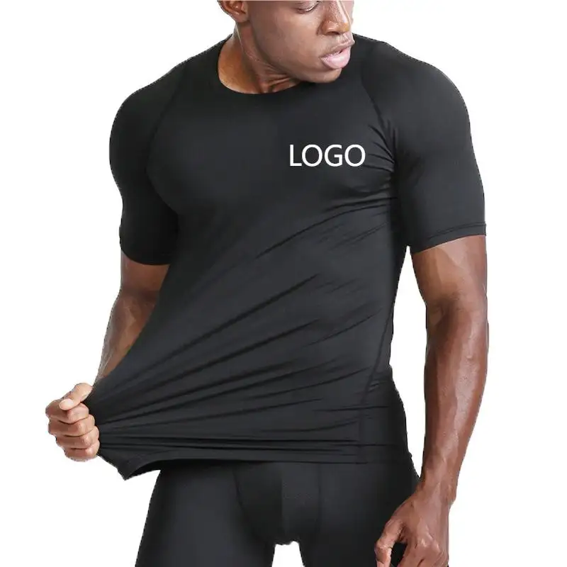 Camiseta esportiva masculina de secagem rápida para corrida com estampa personalizada por atacado de roupas esportivas de ginástica para homens