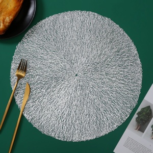 IN MAGAZZINO Argento Non-Slip Da Pranzo di Forma Rotonda <span class=keywords><strong>Tovagliette</strong></span> IN <span class=keywords><strong>PVC</strong></span> Per La Decorazione Domestica, Set di 12 - Product Image 4
