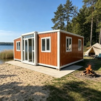 Maison conteneur extensible polyvalente de 20 pieds, finition bois, pour habitation en milieu forestier
