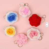 Porte-clés en peluche mignon avec un grand motif de rose, jouet en crochet amigurumi écologique fait main pour accessoires de sac à main