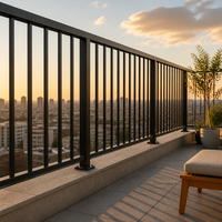 Panneaux de garde-corps de toit en aluminium noir thermolaqué, tube carré, pour balcon, terrasse, vue sur la ville