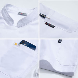 Chaqueta de Chef de <span class=keywords><strong>restaurante</strong></span> moderna de alta moda blanca de buena calidad chino Unisex transpirable logotipo personalizado - Product Image 6