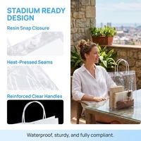 Fabrieksdirect OEM transparante PVC tas met drukknoopsluiting, stadion goedgekeurd, waterdicht, versterkt, groothandel, bulk PVC boodschappentas