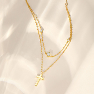 Collares de Moda para Mujer en Oferta, Joyería de Alta Calidad, Chapado en Oro de 18K, Collar de Plata de Ley 925 con Cruz y Trébol - Product Image 5