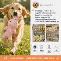 Jouet pour chien en peluche Sherpa de qualité supérieure avec oreilles rayées, couleur personnalisée, commande en gros, jouet à mâcher pour animaux de compagnie pour distributeur de magasins de détail