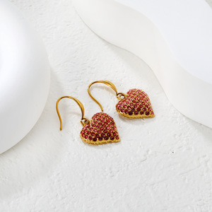 ต่างหูรูปหัวใจ สแตนเลสสตีล ชุบทอง 18k ประดับไมโครอินเซิร์ต เครื่องประดับสำหรับงานปาร์ตี้ ต่างหูแฟชั่นสำหรับผู้หญิง - Product Image 4