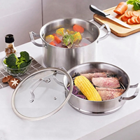 Ensemble de casseroles en acier inoxydable de style américain, écologique, avec couvercle en verre, compatible induction et gaz, passe au lave-vaisselle