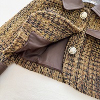 Ensemble de vêtements pour filles, veste à manches longues à simple boutonnage, jupe en cuir plissée, ensemble tendance deux pièces