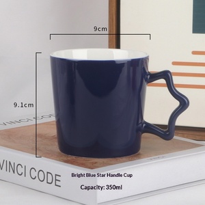 Gepersonaliseerde keramische mok met stervormig handvat, bedrukbaar met logo, zakelijk cadeau & mok voor koppels, water-/koffiemok, creatief ontwerp - Product Image 3