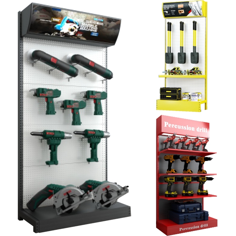 Apache Customized Metal Orifice Plate Decorative Electrical Tool Display Rack for Stores for Supermarket Shelves — view 5