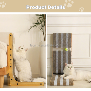 Ekstra yüksek kedi Scratcher L şekli çizgili karton kedi tırmalamak kurulu sonrası topu ile - Product Image 3