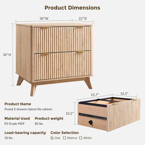 ตู้เก็บเอกสารแบบ<span class=keywords><strong>ล</strong></span>ิ้นชัก 2 ชั้น ขนาด 30 นิ้ว รุ่น T4TREAM พร้อมอุปกรณ์ป้องกันการ<span class=keywords><strong>ล</strong></span>้ม สีไม้โอ๊คธรรมชาติ สำหรับเฟอร์นิเจอ<span class=keywords><strong>ร์</strong></span>ห้องนอน เครื่องพิมพ์ และเอกสาร - Product Image 2