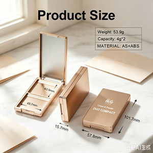 Scatola per Fard Personalizzata con Logo, Rettangolare, a Doppio Scomparto, Specchiata, per Blush e Illuminante, Confezione Dorata per Contouring, <span class=keywords><strong>Palette</strong></span> Blush - Product Image 2