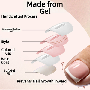 150 autocollants pour ongles de pieds courts nude français, pré-dessinés, couvrants, auto-adhésifs, imperméables, pour <span class=keywords><strong>manucure</strong></span> et décoration des ongles. - Product Image 3