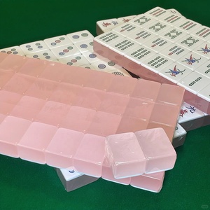 Jeu de <span class=keywords><strong>Mahjong</strong></span> Moderne Artisanal 144 Tuiles en Acrylique Rose Rouge Gelée, Portable et Durable, En Stock avec Personnalisation Disponible - Product Image 5