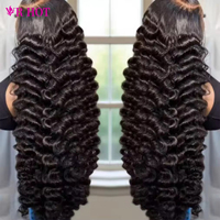 Peluca frontal de encaje completo HD 13x6 con densidad del 250%, cabello humano rizado camboyano birmano, ondas sueltas profundas, efecto mojado y ondulado