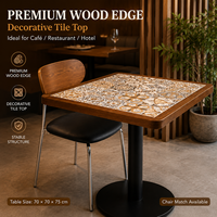 Ensemble de table à manger ronde avec plateau en carrelage, chaises à dossier en bois, base en métal, meubles modernes pour restaurant, café, hôtel