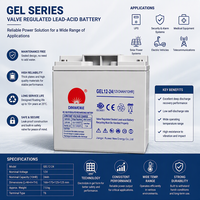 Baterai VRLA Gel Sealed AGM 12V 24Ah 150Ah 200Ah untuk Keamanan Rumah & UPS |   Baterai Asam Timbal Bebas Perawatan untuk Penyimpanan Energi