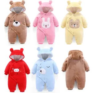 In Stock Wholesale Mixed New Born Baby Boys Girls Cute Winter Warm Fleece Kids Clothes stock lots Rompers