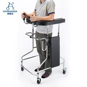 Shunkangda <b>Walker</b> <b>For</b> Elderly And <b>Disabled</b> With Brake Wheels And Storage Bag Silver Steel Mobility Aid - Product Image 1