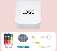 Kit de couture portable multifonctionnel pour la maison, avec logo imprimable, coupe-fil, aiguille et boîte de rangement pour la couture domestique