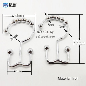 Rust Proof <b>Double</b> <b>Sided</b> Shower <b>Curtain</b> Hooks Decorative Nickel Shower <b>Curtain</b> Hooks - Product Image 4