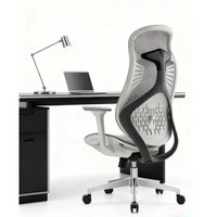 Chaise ergonomique moderne minimaliste gris clair en maille avec accoudoirs réglables, pivotante, en PP, réglable en hauteur, avec support lombaire, pour la maison, le bureau ou l'hôpital