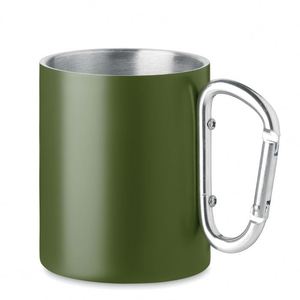 Gobelet réutilisable en acier inoxydable écologique de 300 ml avec poignée mousqueton, logo personnalisé, mug à café promotionnel - Product Image 5