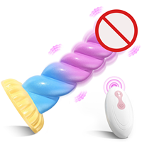 Einhorn-Penis Weiblicher Dildo Flüssiges Silikon Wasserdicht Weich Umweltfreundlich Farbverlauf Tragbar 8-Frequenz-Vibration Kabellos