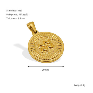 Nouvel arrivage 12 <span class=keywords><strong>Horoscope</strong></span> Constellation Pendentif Collier Personnalisé Acier Inoxydable Médaille Ronde Zodiaque Collier pour Femmes Hommes - Product Image 5