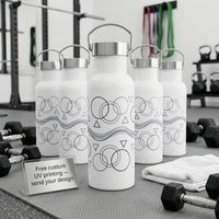 Bouteille d'eau isotherme en acier inoxydable mince de 500 ml (17 oz) avec logo personnalisé, couvercle à boucle portable et anti-fuite, gourde de sport