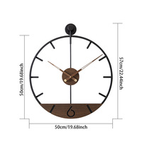Jam Dinding Logam Nordik 50 cm, Cincin Besi Bulat, Jarum Analog, Dekorasi Rumah Modern untuk Ruang Tamu