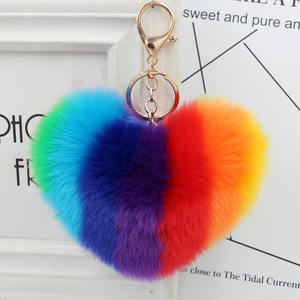 סיטונאי צבעוני פום פום פרוותי קשת keychain - Product Image 3