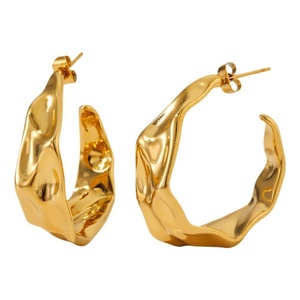 Boucles d'oreilles tendance non ternissables, plaquées or PVD 14k 18k, en acier inoxydable 316L, bijoux fins, boucles d'oreilles mode pour femmes - Product Image 2