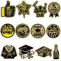 Lot de 12 écussons brodés de graduation « YOU DID IT » Crâne, toque et robe de diplômé, appliques thermocollantes pour vêtements et sacs à dos