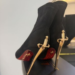 Women's Royal Lady Style Powerful Gold Scepter Short High Boots Solid Color Warm Red Sole High Heel Sleeve Closure - Product Image 2
