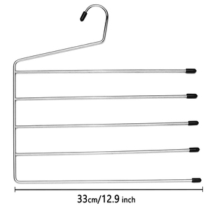 Porte-vêtements métallique multifonctionnel <span class=keywords><strong>à</strong></span> 5 niveaux avec support antidérapant pour pantalons et multiples fonctions de rangement suspendu - Product Image 3
