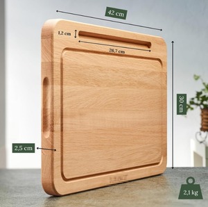 100% planche à découper en <span class=keywords><strong>bois</strong></span> de chêne et plateau de lit planche à découper en <span class=keywords><strong>bois</strong></span> de cuisine avec support pour <span class=keywords><strong>tablette</strong></span> et apéritifs - Product Image 4